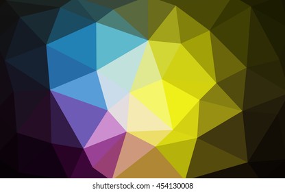 Dark multicolor polygonal illustration, which consist of triangles. Triangular design for your business. Geometric background in Origami style with gradient.