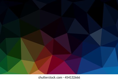 Dark multicolor polygonal illustration, which consist of triangles. Triangular design for your business. Geometric background in Origami style with gradient.