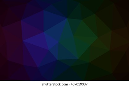 Dark multicolor polygonal illustration, which consist of triangles. Triangular design for your business. Geometric background in Origami style with gradient.