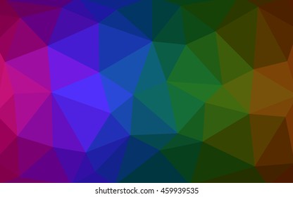 Dark multicolor polygonal illustration, which consist of triangles. Triangular design for your business. Geometric background in Origami style with gradient.