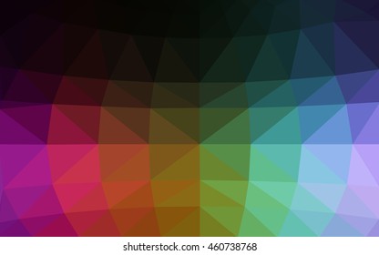 Dark multicolor polygonal illustration, which consist of triangles. Triangular design for your business. Geometric background in Origami style with gradient.
