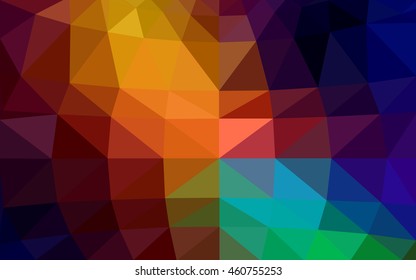 Dark multicolor polygonal illustration, which consist of triangles. Triangular design for your business. Geometric background in Origami style with gradient.