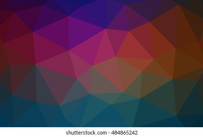 Dark multicolor polygonal illustration, which consist of triangles. Triangular design for your business. Geometric background in Origami style with gradient.