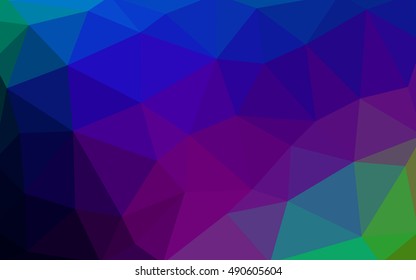 Dark multicolor polygonal illustration, which consist of triangles. Triangular design for your business. Geometric background in Origami style with gradient.