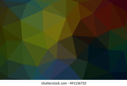 Dark multicolor polygonal illustration, which consist of triangles. Triangular design for your business. Geometric background in Origami style with gradient.