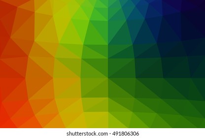Dark multicolor polygonal illustration, which consist of triangles. Triangular design for your business. Geometric background in Origami style with gradient.