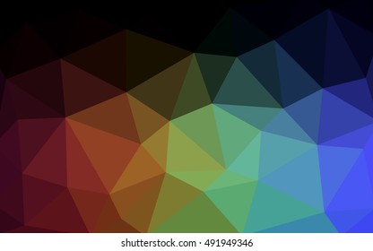 Dark multicolor polygonal illustration, which consist of triangles. Triangular design for your business. Geometric background in Origami style with gradient.