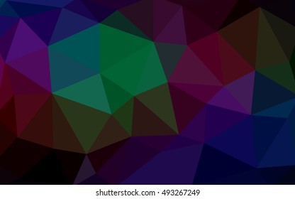 Dark multicolor polygonal illustration, which consist of triangles. Triangular design for your business. Geometric background in Origami style with gradient.