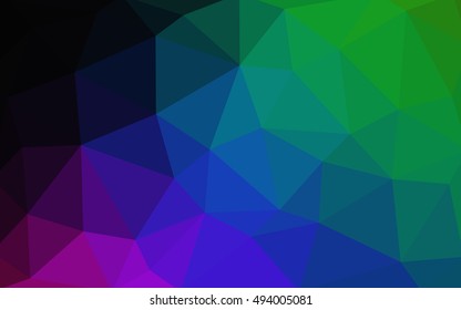 Dark multicolor polygonal illustration, which consist of triangles. Triangular design for your business. Geometric background in Origami style with gradient.