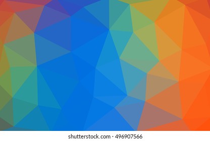 Dark multicolor polygonal illustration, which consist of triangles. Triangular design for your business. Geometric background in Origami style with gradient.