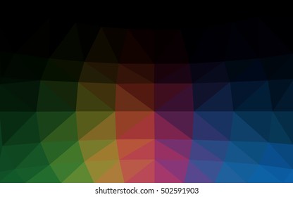 Dark multicolor polygonal illustration, which consist of triangles. Triangular design for your business. Geometric background in Origami style with gradient.