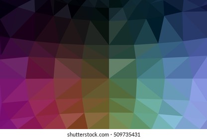 Dark multicolor polygonal illustration, which consist of triangles. Triangular design for your business. Geometric background in Origami style with gradient.