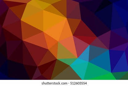 Dark multicolor polygonal illustration, which consist of triangles. Triangular design for your business. Geometric background in Origami style with gradient.