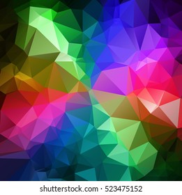 Dark multicolor polygonal illustration, which consist of triangles. Triangular design for your business. Geometric background in Origami style with gradient.