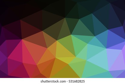 Dark multicolor polygonal illustration, which consist of triangles. Triangular design for your business. Geometric background in Origami style with gradient.