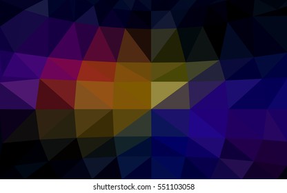 Dark multicolor polygonal illustration, which consist of triangles. Triangular design for your business. Geometric background in Origami style with gradient.
