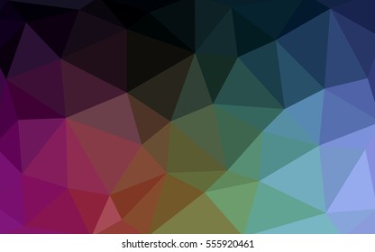 Dark multicolor polygonal illustration, which consist of triangles. Triangular design for your business. Geometric background in Origami style with gradient.