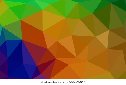 Dark multicolor polygonal illustration, which consist of triangles. Triangular design for your business. Geometric background in Origami style with gradient.