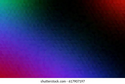 Dark multicolor, rainbow, blue, green, red vector pattern. Hexagonal template. Geometric sample. Repeating hexagon shapes. Brand-New texture for your design. Pattern can be used for background