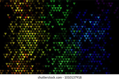 Dark Multicolor, Rainbow vector abstract lovely pattern with Hearts on white background. Happy Valentine's Day Greeting Card with small hearts. Stock template for your romantic ad, leaflet, banner.