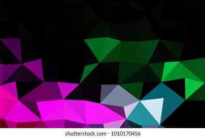 Dark Multicolor, Rainbow vector abstract polygonal pattern. Shining illustration, which consist of triangles. The polygonal design can be used for your web site.