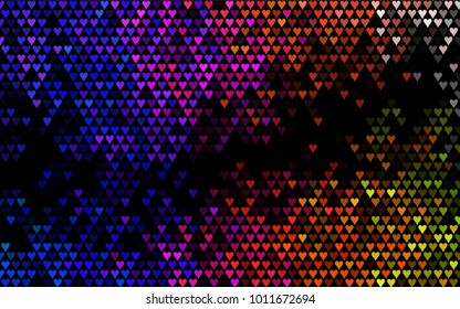 Dark Multicolor, Rainbow vector abstract lovely pattern with Hearts on white background. Happy Valentine's Day Greeting Card with small hearts. Stock template for your romantic ad, leaflet, banner.