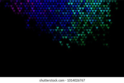 Dark Multicolor, Rainbow vector abstract lovely pattern with Hearts on white background. Happy Valentine's Day Greeting Card with small hearts. Stock template for your romantic ad, leaflet, banner.