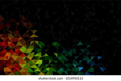 Dark Multicolor, Rainbow vector abstract polygonal background. Creative geometric illustration in Origami style with gradient. Brand-new style for your business design.