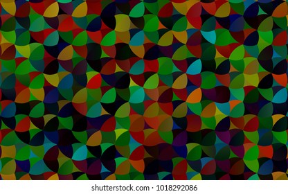 Dark Multicolor, Rainbow vector abstract pattern with circles. Geometry template for your business design. Background with colored spheres.