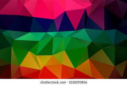 Dark Multicolor, Rainbow vector abstract polygonal template. Triangular geometric sample with gradient.  The best triangular design for your business.