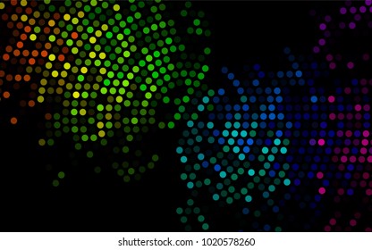 Dark Multicolor, Rainbow vector abstract pattern with circles. Geometry template for your business design. Background with colored spheres.