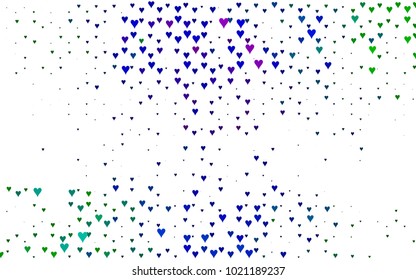 Dark Multicolor, Rainbow vector abstract small hearts on white background. Template for valentine day with sweet, romantic concept. Amazing pattern for your design, banner, leaflet.