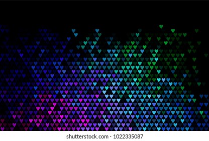 Dark Multicolor, Rainbow vector abstract lovely pattern with Hearts on white background. Happy Valentine's Day Greeting Card with small hearts. Stock template for your romantic ad, leaflet, banner.
