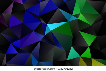 Dark Multicolor, Rainbow vector abstract polygonal background. A sample with polygonal shapes. Brand-new design for your business.