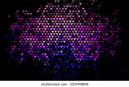 Dark Multicolor, Rainbow vector abstract lovely pattern with Hearts on white background. Happy Valentine's Day Greeting Card with small hearts. Stock template for your romantic ad, leaflet, banner.