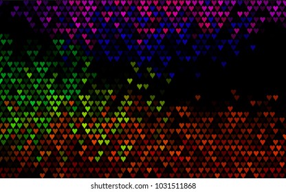 Dark Multicolor, Rainbow vector abstract lovely pattern with Hearts on white background. Happy Valentine's Day Greeting Card with small hearts. Stock template for your romantic ad, leaflet, banner.