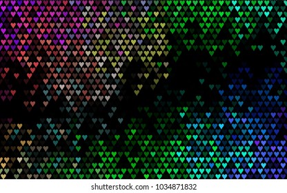 Dark Multicolor, Rainbow vector abstract lovely pattern with Hearts on white background. Happy Valentine's Day Greeting Card with small hearts. Stock template for your romantic ad, leaflet, banner.