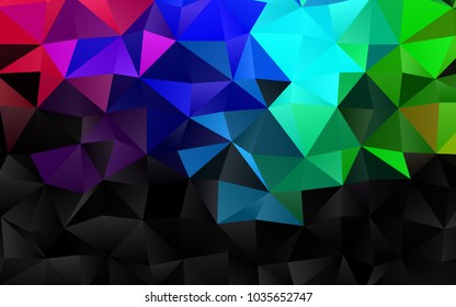 Dark Multicolor, Rainbow vector abstract mosaic template. Colorful illustration in abstract style with gradient. Triangular pattern for your business design.