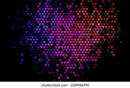 Dark Multicolor, Rainbow vector abstract small hearts on white background. Template for valentine day with sweet, romantic concept. Amazing pattern for your design, banner, leaflet.