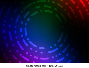 Dark Multicolor, Rainbow vector abstract doodle pattern. Colorful abstract illustration with lines in Asian style. The template can be used as a background for cell phones.