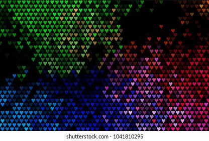 Dark Multicolor, Rainbow vector abstract small hearts on white background. Template for valentine day with sweet, romantic concept. Amazing pattern for your design, banner, leaflet.