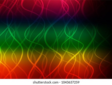 Dark Multicolor, Rainbow vector abstract doodle background. Colorful abstract illustration with lines in Asian style. Brand-new design for your business.