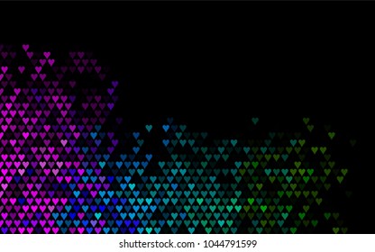 Dark Multicolor, Rainbow vector abstract lovely pattern with Hearts on white background. Happy Valentine's Day Greeting Card with small hearts. Stock template for your romantic ad, leaflet, banner.