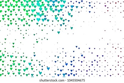 Dark Multicolor, Rainbow vector abstract small hearts on white background. Template for valentine day with sweet, romantic concept. Amazing pattern for your design, banner, leaflet.