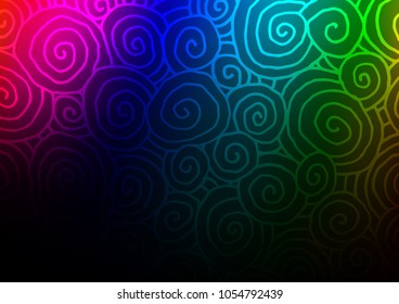 Dark Multicolor, Rainbow vector abstract doodle texture. Ethnic elegant natural pattern with gradient. A completely new design for your business.