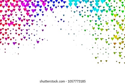 Dark Multicolor, Rainbow vector abstract lovely pattern with Hearts on white background. Happy Valentine's Day Greeting Card with small hearts. Stock template for your romantic ad, leaflet, banner.