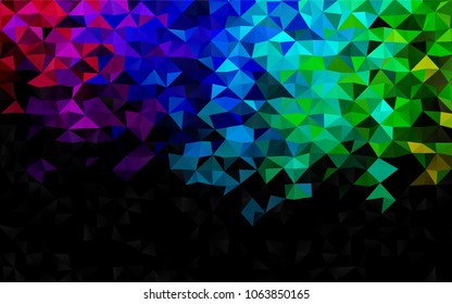 Dark Multicolor, Rainbow vector abstract polygonal template. Creative geometric illustration in Origami style with gradient. Triangular pattern for your business design.