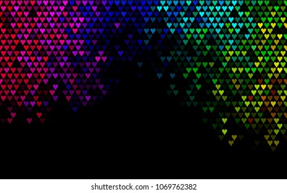 Dark Multicolor, Rainbow vector abstract lovely pattern with Hearts on white background. Happy Valentine's Day Greeting Card with small hearts. Stock template for your romantic ad, leaflet, banner.