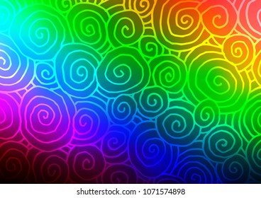 Dark Multicolor, Rainbow vector abstract doodle texture. Shining colored illustration with doodles in Zen tangle style. A new texture for your design.