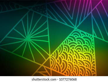 Dark Multicolor, Rainbow vector abstract doodle texture. Doodles on blurred abstract background with gradient. Brand-new style for your business design.